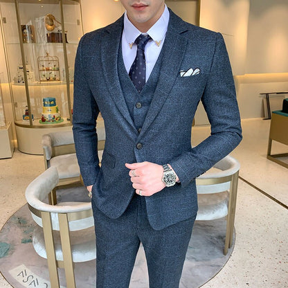 Blazer Vest Pants British Men Suit Three Piece Slim Party High End Custom Business Men's Formal Dress Jacket Asian Size 5XL