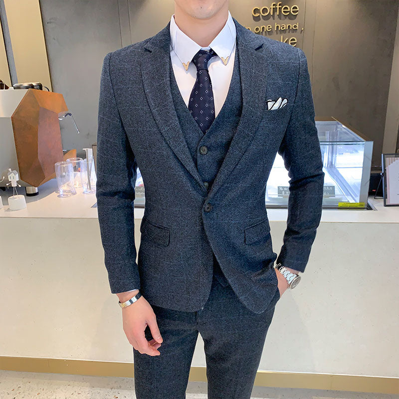 Blazer Vest Pants British Men Suit Three Piece Slim Party High End Custom Business Men's Formal Dress Jacket Asian Size 5XL