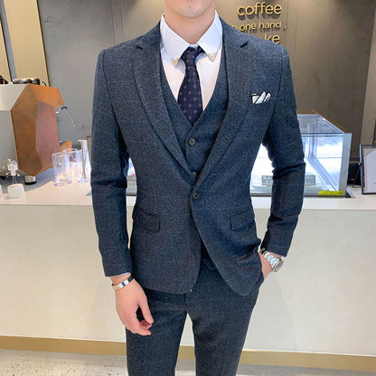 Blazer Vest Pants British Men Suit Three Piece Slim Party High End Custom Business Men's Formal Dress Jacket Asian Size 5XL