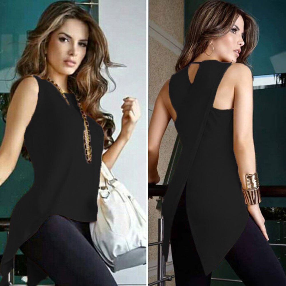 Blouse Women Summer Women Cross Back Sleeveless Blouse Ladies Strappy Vest Tank Tops Blusas Mujer Dames Kleding