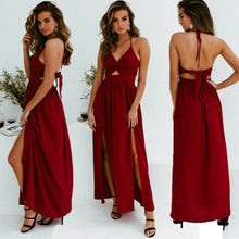 Load image into Gallery viewer, Bohemian Style Summer Floral Long Maxi Dress Women Sexy Halter Backless Straps Evening Party Beach Dresses Holiday Wear Sundress
