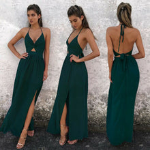 Load image into Gallery viewer, Bohemian Style Summer Floral Long Maxi Dress Women Sexy Halter Backless Straps Evening Party Beach Dresses Holiday Wear Sundress
