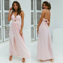 Load image into Gallery viewer, Bohemian Style Summer Floral Long Maxi Dress Women Sexy Halter Backless Straps Evening Party Beach Dresses Holiday Wear Sundress
