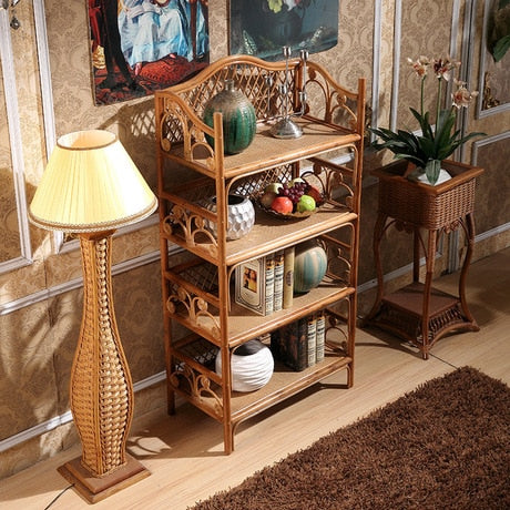 Bookcase Living Room Furniture Home Furniture Hotel rattan wood book shelf display storage rack modern cabinet 77*44*145 CM new