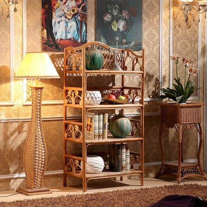 Bookcase Living Room Furniture Home Furniture Hotel rattan wood book shelf display storage rack modern cabinet 77*44*145 CM new