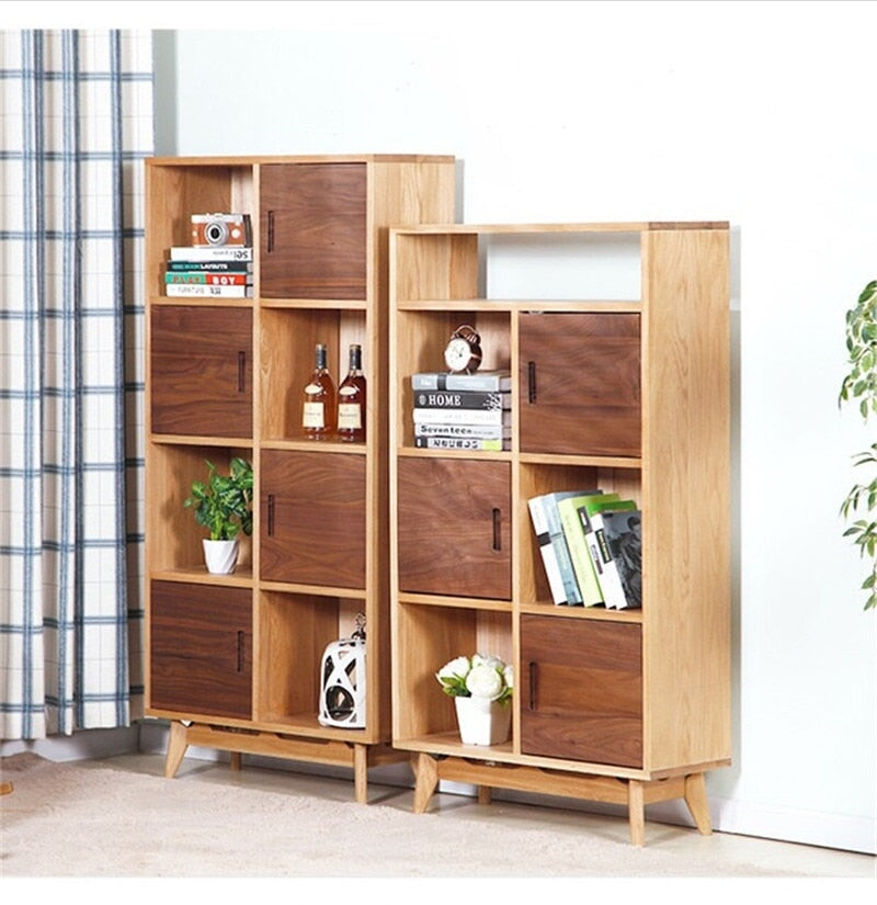 Bookcase Living Room cabinet Home Furniture oak solid wood bookshelf storage cabinet muebles de salon cajonera 78*30*106/123cm