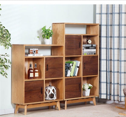 Bookcase Living Room cabinet Home Furniture oak solid wood bookshelf storage cabinet muebles de salon cajonera 78*30*106/123cm