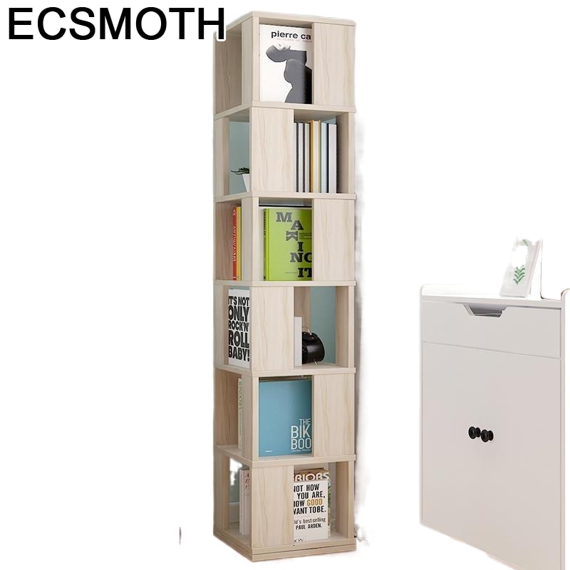 Bookshelf Meuble Industriel Mueble De Madera Rotatable Rotate Modern Bookcase Home Furniture Libreria Scaffale Book Shelf Case