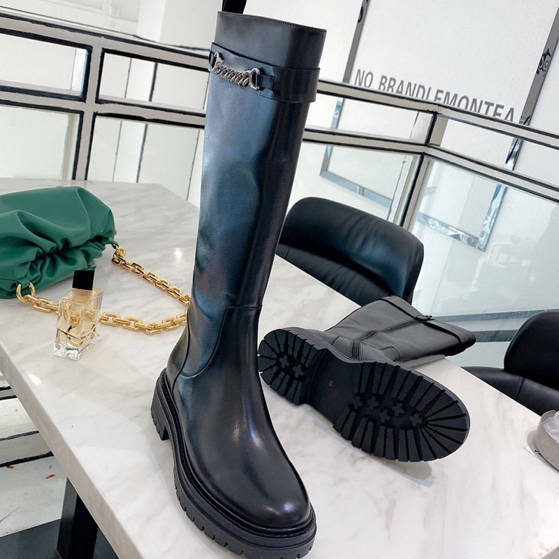 Boots girl 2020 autumn winter web celebrity boots ultra hot knee high boots small fragrance wind tall boots rider boots riding b