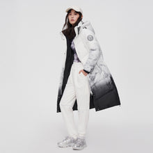 將圖片載入圖庫檢視器 Bosdeng Down Jacket Women&#39;s 2021 New Gradient Color Hooded Long Over Knee Winter Warm Coat
