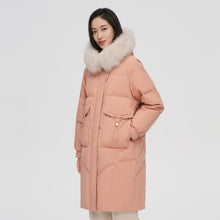 Cargar imagen en el visor de la galería, Bosideng 2021 New Women&#39;s Wool Collar Versatile Silhouette Loose and Simple Medium and Long Thickened Warm Down Jacket
