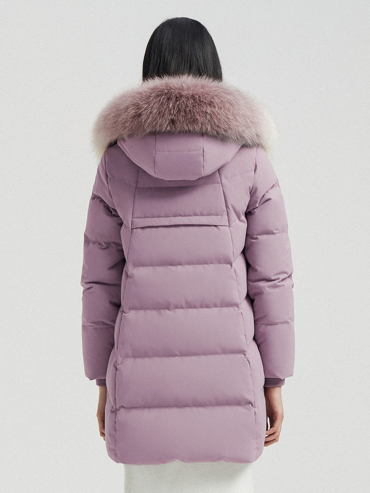 Bosideng Down Jacket Women's Medium Length New Gradient Fox Fur Collar Temperament Winter Coat B00145152
