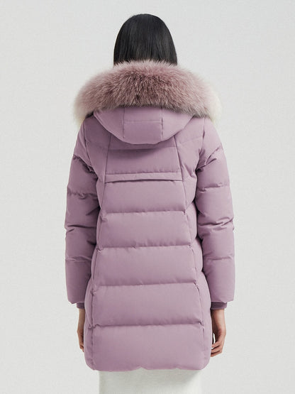 Bosideng Down Jacket Women's Medium Length New Gradient Fox Fur Collar Temperament Winter Coat B00145152