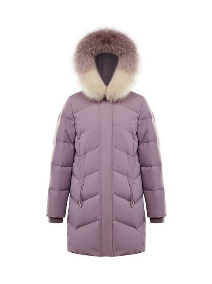 Bosideng Down Jacket Women's Medium Length New Gradient Fox Fur Collar Temperament Winter Coat B00145152