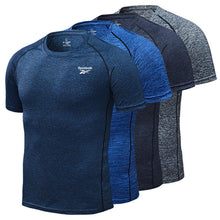 將圖片載入圖庫檢視器 Reebok Summer Solid Short Sleeve T-shirt Men Gym Fitness Sports Muscle Men T-Shirt Male Bodybuilding Skinny T-shirt Quick Drying
