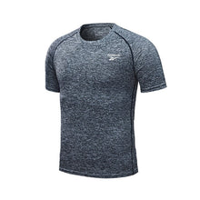 將圖片載入圖庫檢視器 Reebok Summer Solid Short Sleeve T-shirt Men Gym Fitness Sports Muscle Men T-Shirt Male Bodybuilding Skinny T-shirt Quick Drying
