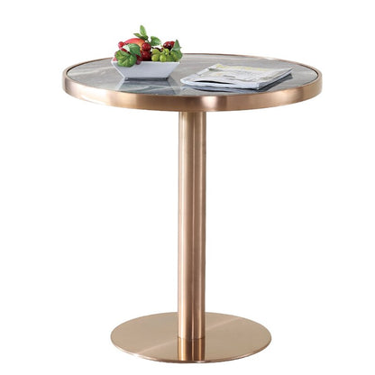 Brass Gold-Plated Wire Drawing Table Marble Stainless Steel Reception Bar Table Modern Side Coffee Tables