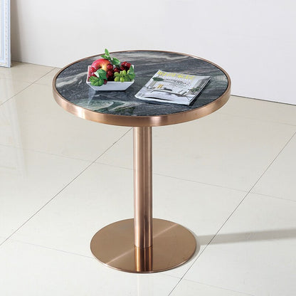 Brass Gold-Plated Wire Drawing Table Marble Stainless Steel Reception Bar Table Modern Side Coffee Tables