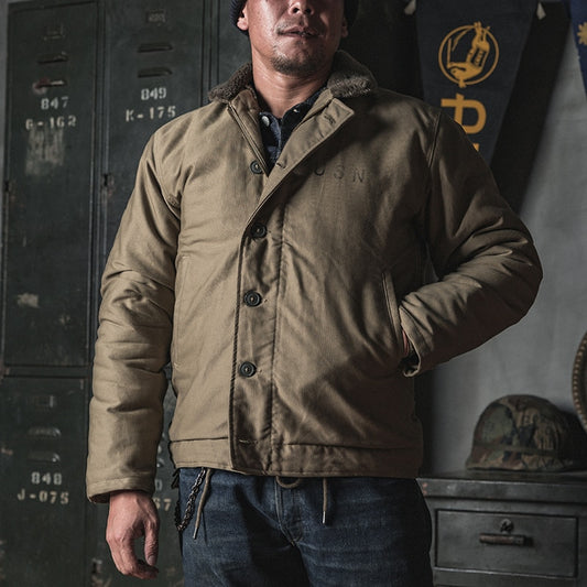 Bronson USN 1940s Model 3st N-1 Woolen Deck Jackets Winter Warm Jackets Men's Vintage Military Uniform