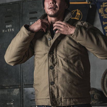 Bronson USN 1940s Model 3st N-1 Woolen Deck Jackets Winter Warm Jackets Men's Vintage Military Uniform