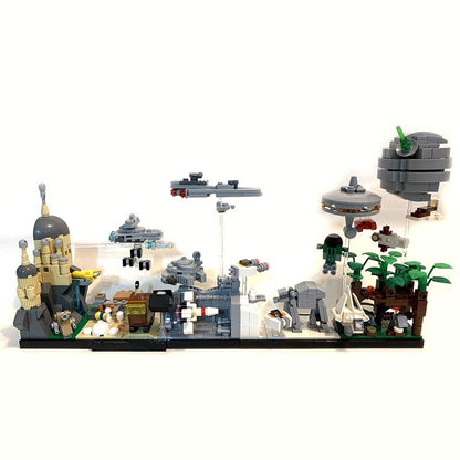 BuildMoc Space Wars Movie Set City House Architecture Skyline Building Block Bricks Millennium Spaceship Destroyer Flying Model Toys