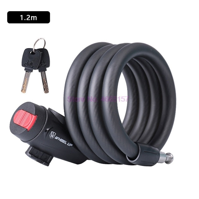 By DHL 20pcs WHEEL UP 1.2m 1.5m 1.8m Anti Theft Bike Lock Steel Wire Safe Bicycle Lock quality Road Bicycle password Lock