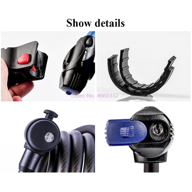 By DHL 20pcs WHEEL UP 1.2m 1.5m 1.8m Anti Theft Bike Lock Steel Wire Safe Bicycle Lock quality Road Bicycle password Lock