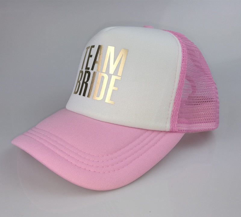 C&Fung 2018 new BRIDE TEAM BRIDE Bachelorette Hats Wedding party Trucker Caps White Neon gold glitter print hats summer style