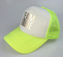 Load image into Gallery viewer, C&amp;Fung 2018 new BRIDE TEAM BRIDE Bachelorette Hats Wedding party Trucker Caps White Neon gold glitter print hats summer style
