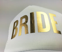 Load image into Gallery viewer, C&amp;Fung 2018 new BRIDE TEAM BRIDE Bachelorette Hats Wedding party Trucker Caps White Neon gold glitter print hats summer style
