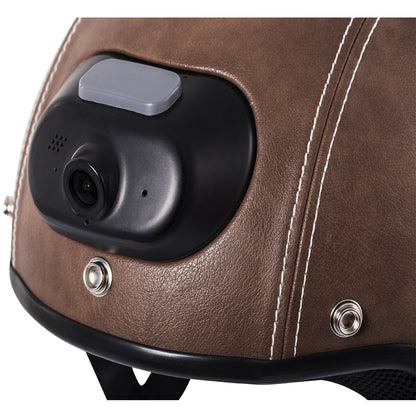 C6 Genuine Leather Helmet with WIFI Camera & Phone Answering, 2K Video Shooting with Free Mobile App Control & Waterproof IP54