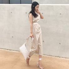 Load image into Gallery viewer, CHICEVER Summer Dresses Women Slash Neck Hem Split Big Pocket Waist Lace Up Slim Dress Female Korean Fashion Tide New
