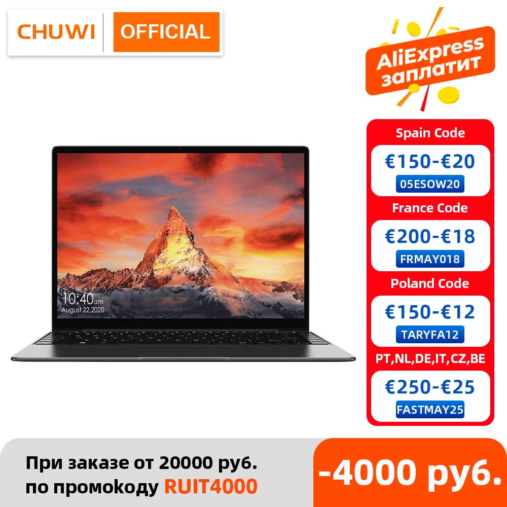 CHUWI GemiBook Pro 14 inch 2K Screen Laptop 12GB RAM 256GB SSD Intel Celeron Quad Core Windows 10 Computer with Backlit Keyboard