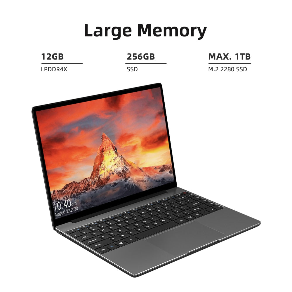 CHUWI GemiBook Pro 14 inch 2K Screen Laptop 12GB RAM 256GB SSD Intel Celeron Quad Core Windows 10 Computer with Backlit Keyboard