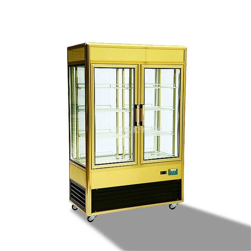 CL848FL2C4 780W 723L Transparent Cake Showcase Supermarket Fruit Vegetable Cake Display Freezer 2 Doors Commercial Refrigerator