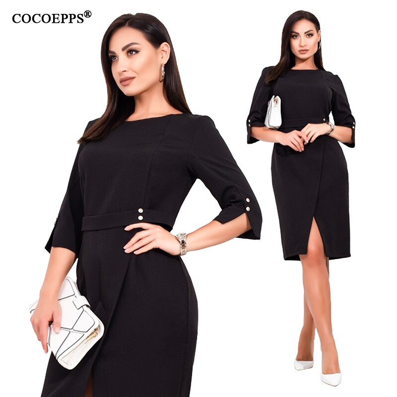 COCOEPPS Plus Size women dress Summer 5XL 6XL New Autumn Casual Office Lady vestidos Female Dresses Elegant Bodycon Party Dress