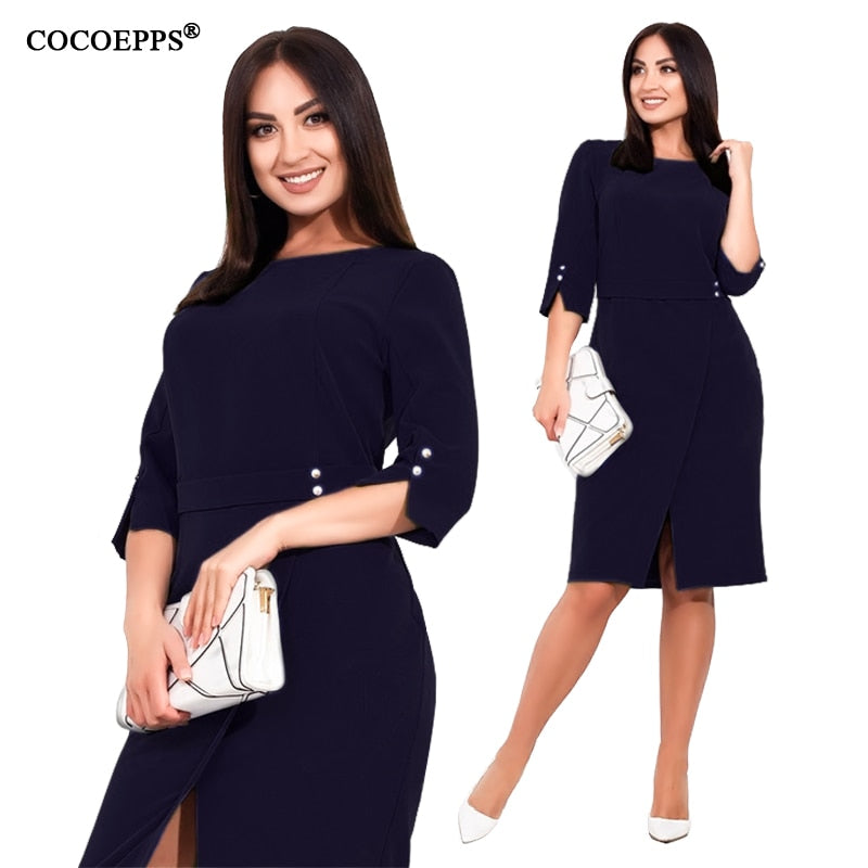 COCOEPPS Plus Size women dress Summer 5XL 6XL New Autumn Casual Office Lady vestidos Female Dresses Elegant Bodycon Party Dress