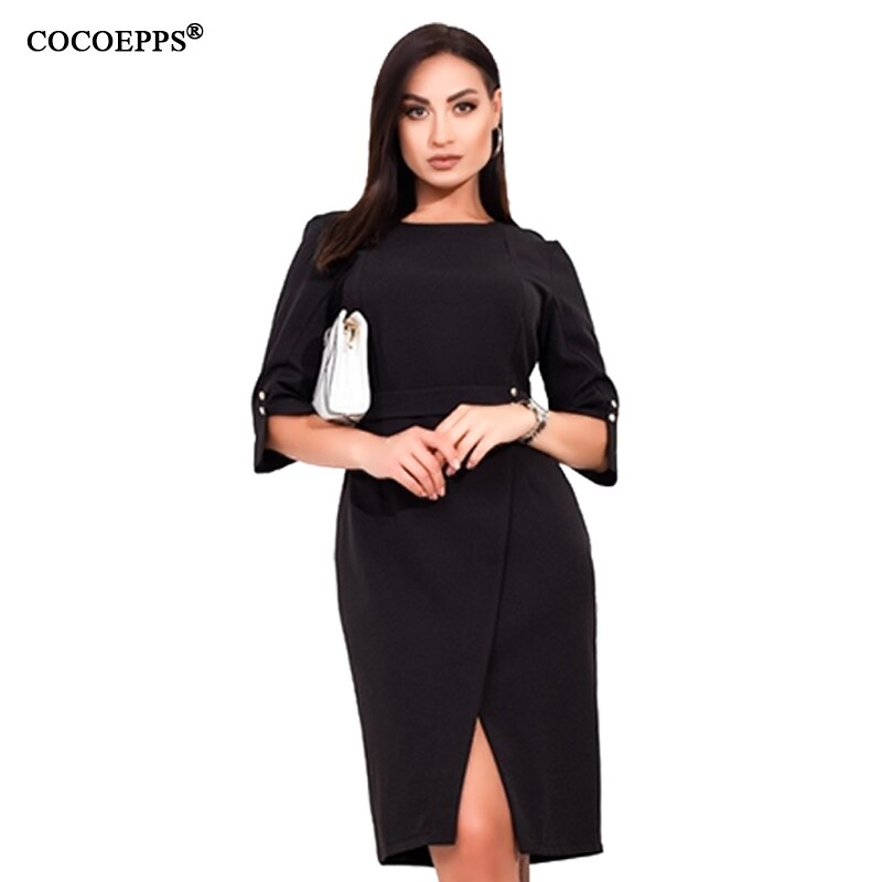 COCOEPPS Plus Size women dress Summer 5XL 6XL New Autumn Casual Office Lady vestidos Female Dresses Elegant Bodycon Party Dress