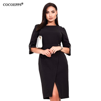 COCOEPPS Plus Size women dress Summer 5XL 6XL New Autumn Casual Office Lady vestidos Female Dresses Elegant Bodycon Party Dress