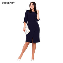 将图片加载到图库查看器，COCOEPPS Plus Size women dress Summer 5XL 6XL New Autumn Casual Office Lady vestidos Female Dresses Elegant Bodycon Party Dress
