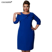 Load image into Gallery viewer, COCOEPPS Summer Women Dress 6XL Large Size Dress Office Lady Elegant Plus Big Size Female Clothes Bodycon Casual Dress Long Sleeve
