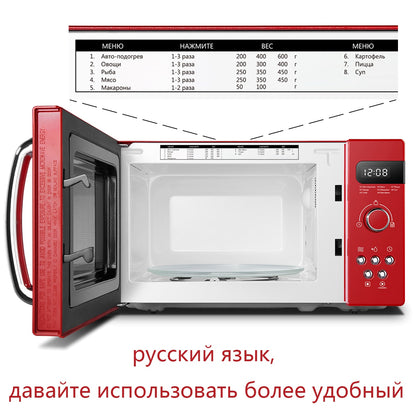 COMFEE Red 800W 20L Microwave Oven with 8 Auto Menus 5 Cooking Power Levels and Express Cook Button Passionate Retro Style