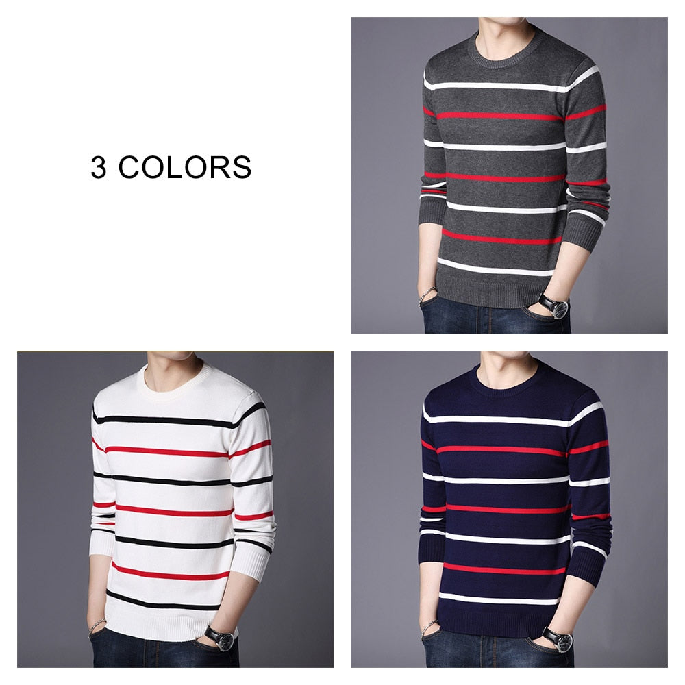 COODRONY Brand Sweater Men Fashion Casual Striped O-Neck Pull Homme Spring Autumn Cotton Knitwear Pullover Clothing Jersey C1003