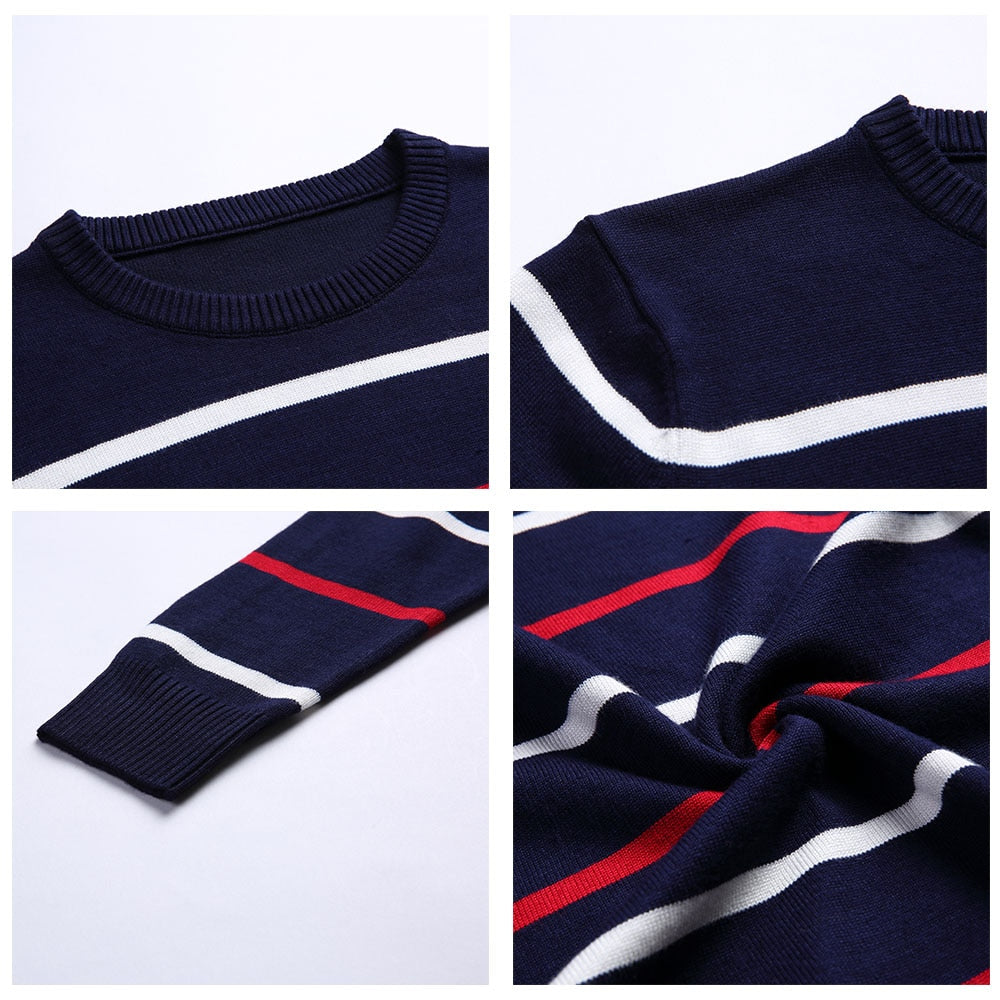 COODRONY Brand Sweater Men Fashion Casual Striped O-Neck Pull Homme Spring Autumn Cotton Knitwear Pullover Clothing Jersey C1003