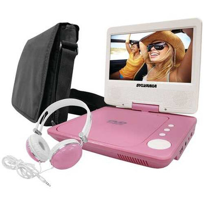 Sylvania SDVD7060-COMBO-PINK 7" Swivel-Screen Portable DVD Player Bundle (Pink)