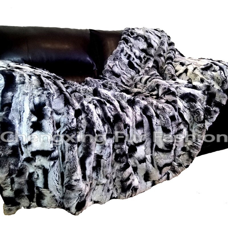 CX-D-65C 70X140 Winter Warm Custom Made Patchwork Rex Rabbit Fur Rug