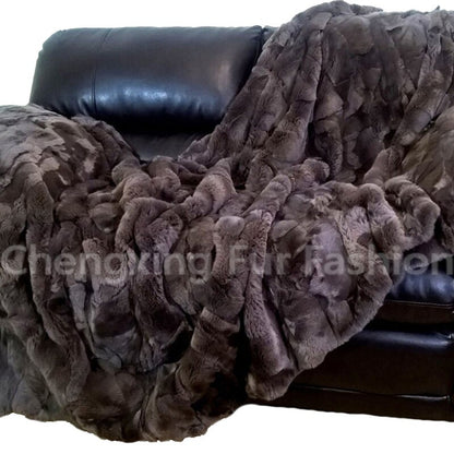 CX-D-65C 70X140 Winter Warm Custom Made Patchwork Rex Rabbit Fur Rug