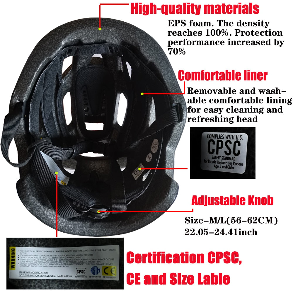CYCABEL Bicycle Helmet LED Light Rechargeable Intergrally-molded Mountain Road Bike Helmet Sport Safe Hat MTB Cycling Helmet