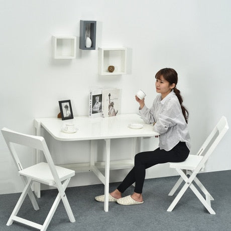 Cafe Furniture Sets solid wood folding 1 table +2 chairs set retractable restaurant dining table chairs set coffee Furniture