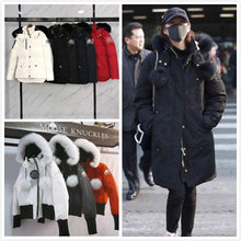 Load image into Gallery viewer, Canadian winter white goose down scissors down jacket women&#39;s long large wool collar thickened men&#39;s Moose short jacket
